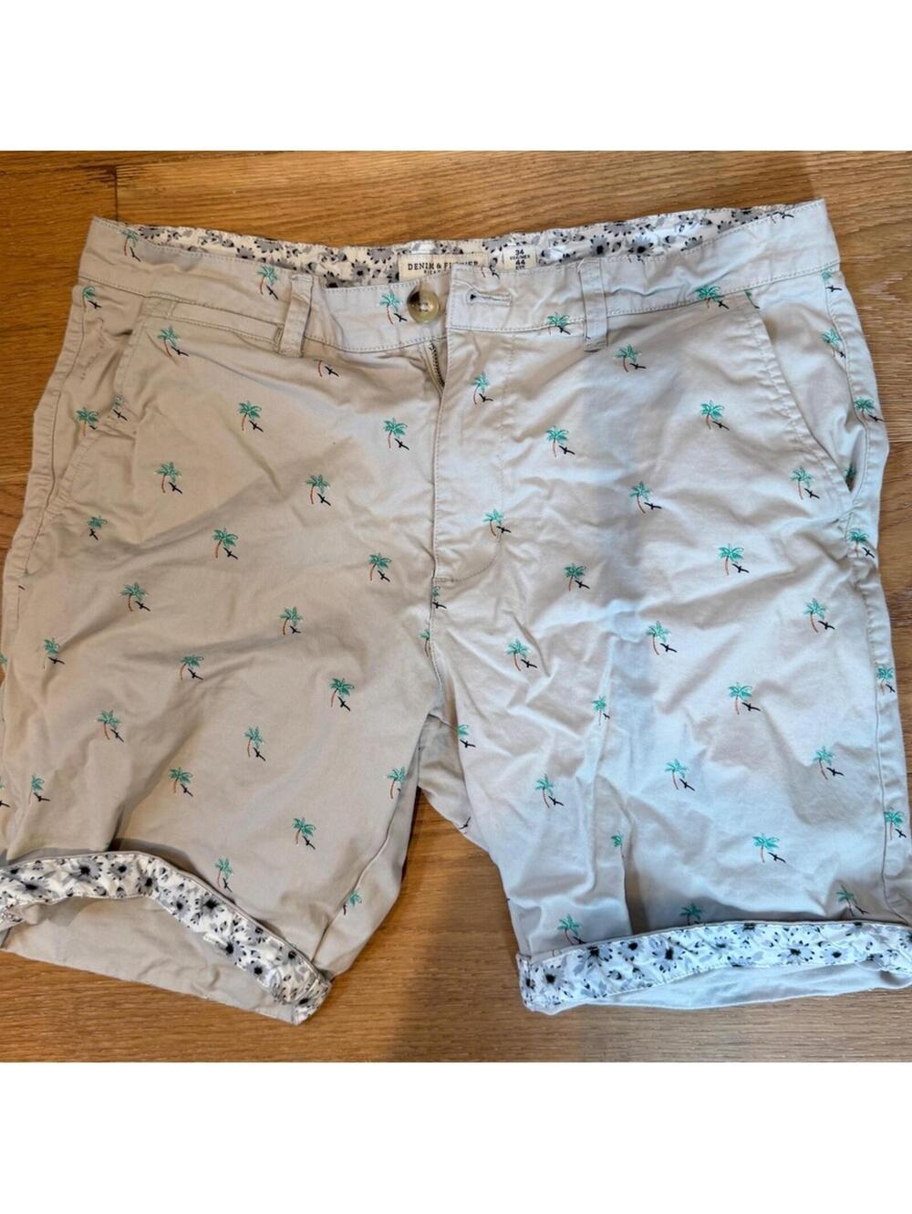 Denim & Flower Tan Palm Print Shorts